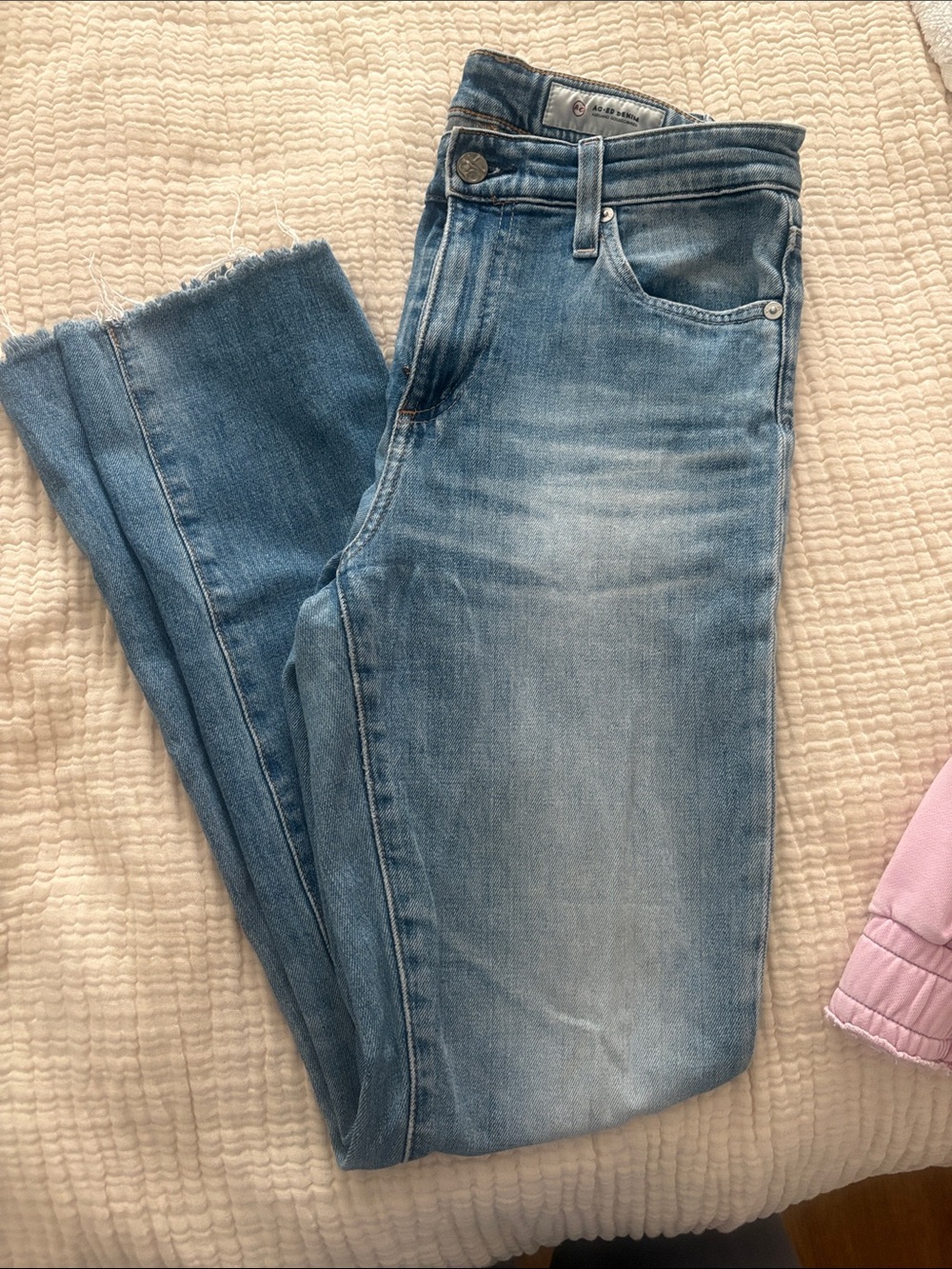 AG ADRIANO GOLDSCHMIED Mari High Rise Raw Hem Straight Leg